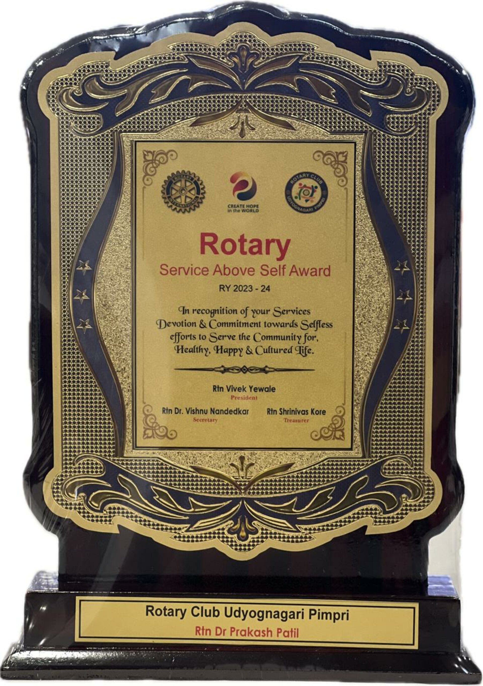 Dr. Prakash Patil has been honored with the prestigious Rotary Award