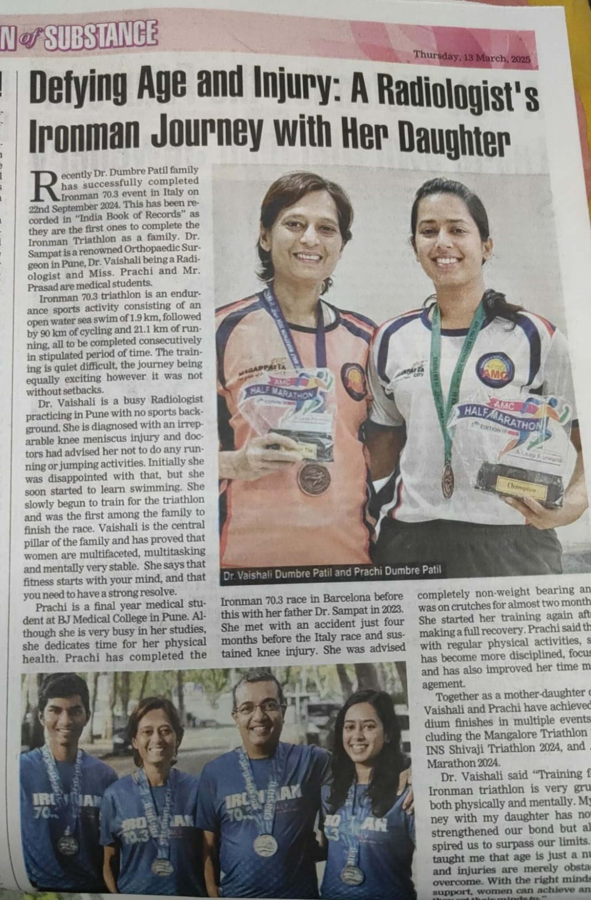 Dr. Vaishali Patil and Family Set Record at Ironman 70.3 Triathlon