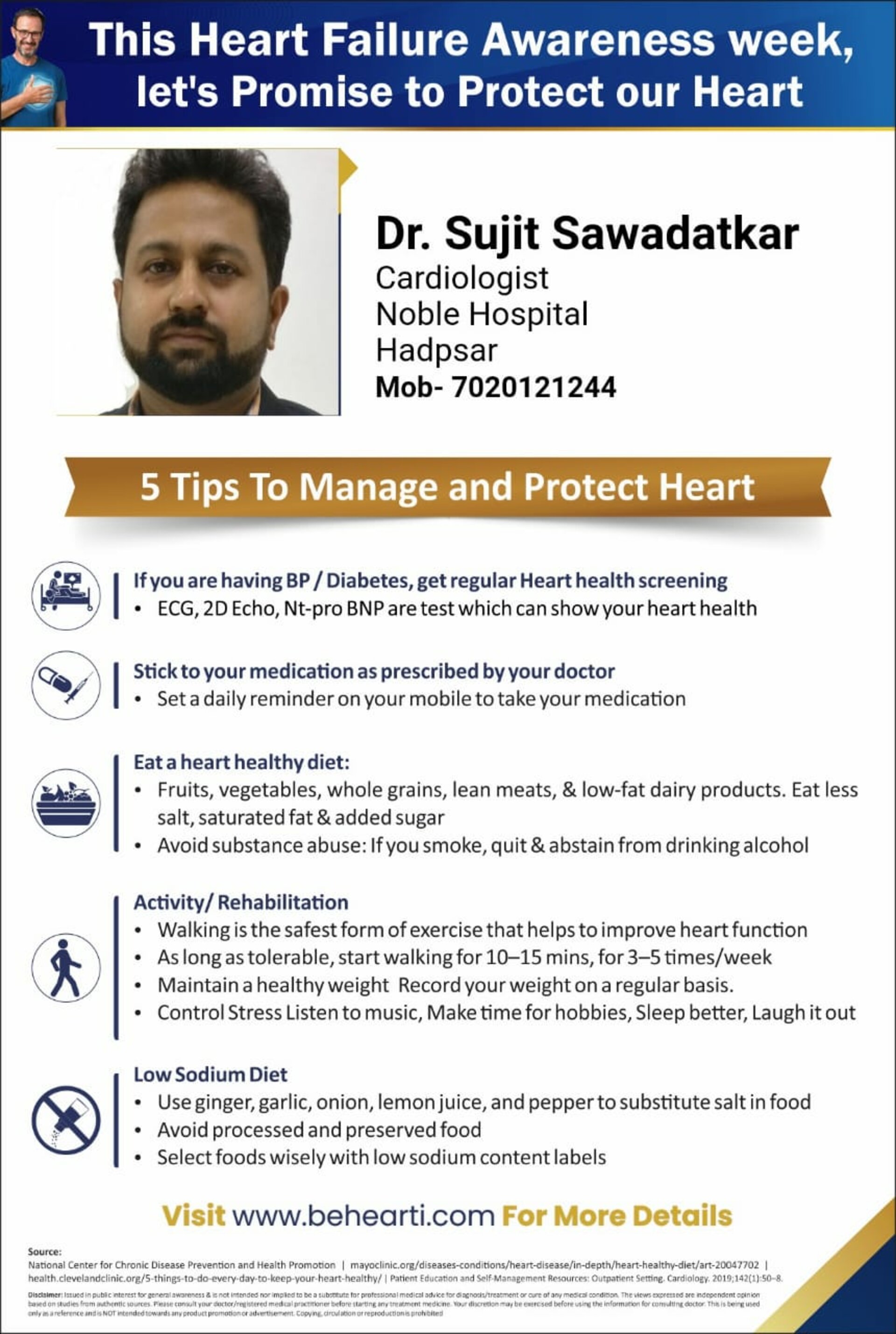 5 Tips to manage and protect heart | Dr. Sujit Sawadatkar | Heart Specialist Kharadi